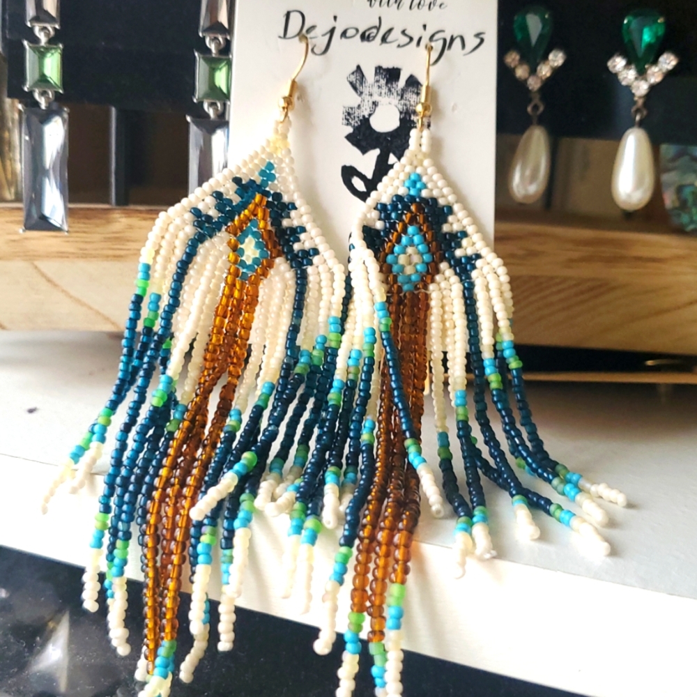 Beaded Boho Dangling Earrings